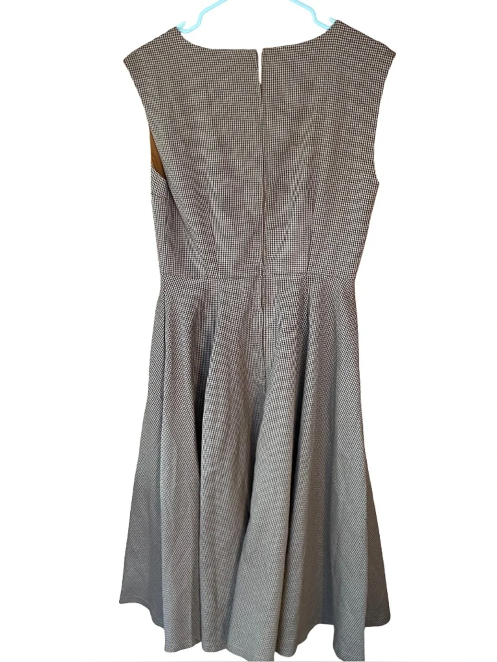 ModCloth brown houndstooth Decision Maker sleeveless retro midi dress size 8 - Picture 4 of 9